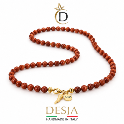 Collana donna pietre naturali Sole Prezioso DESJA con corno brillantinato in argento 925 color oro