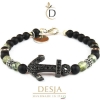 Bracciale ancora onice nero Agata chiusura argento 925 | Alfred