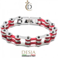 Bracciale catena moto uomo rosso acciaio cristalli | Red Cristal