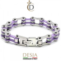 Braccialetto unisex acciaio catena moto bike | Cristal Violet