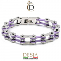 Braccialetto unisex acciaio catena moto bike | Cristal Violet