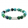 Bracciale crisocolla pietra dura naturale e acciaio | Steel Green