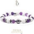 Bracciale unisex Pietra dura Ametista Giada | Soccer Purple