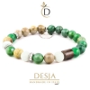 Braccialetto unisex pietra giada agata verde e crisantemo | Alexis