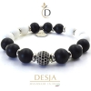 Bracciale elastico pietre Onice nero Giada bianca | Cecile
