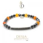 Bracciale unisex pietra dura Ematite ed Ambra | Sumiko