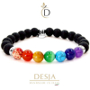 Braccialetto 7 chakra con pietra onice nera opaca | Pierre